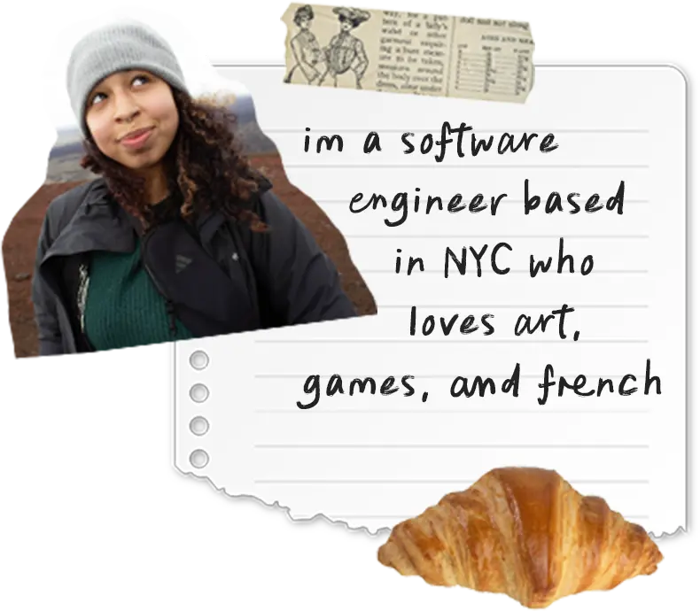 I'm a software engineer based in NYC who loves art, games, and french.